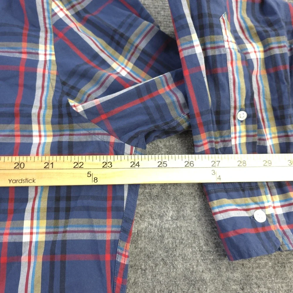 J Crew Flex Washed Shirt XL Blue Plaid Long Sleeve Button Down‎ Classic Stretch